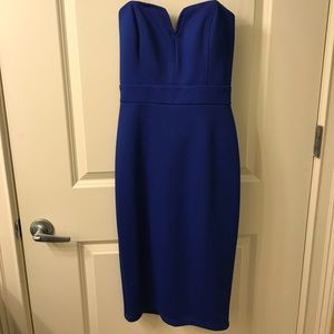 Notched Strapless Midi Dress (Nordstrom Blue)